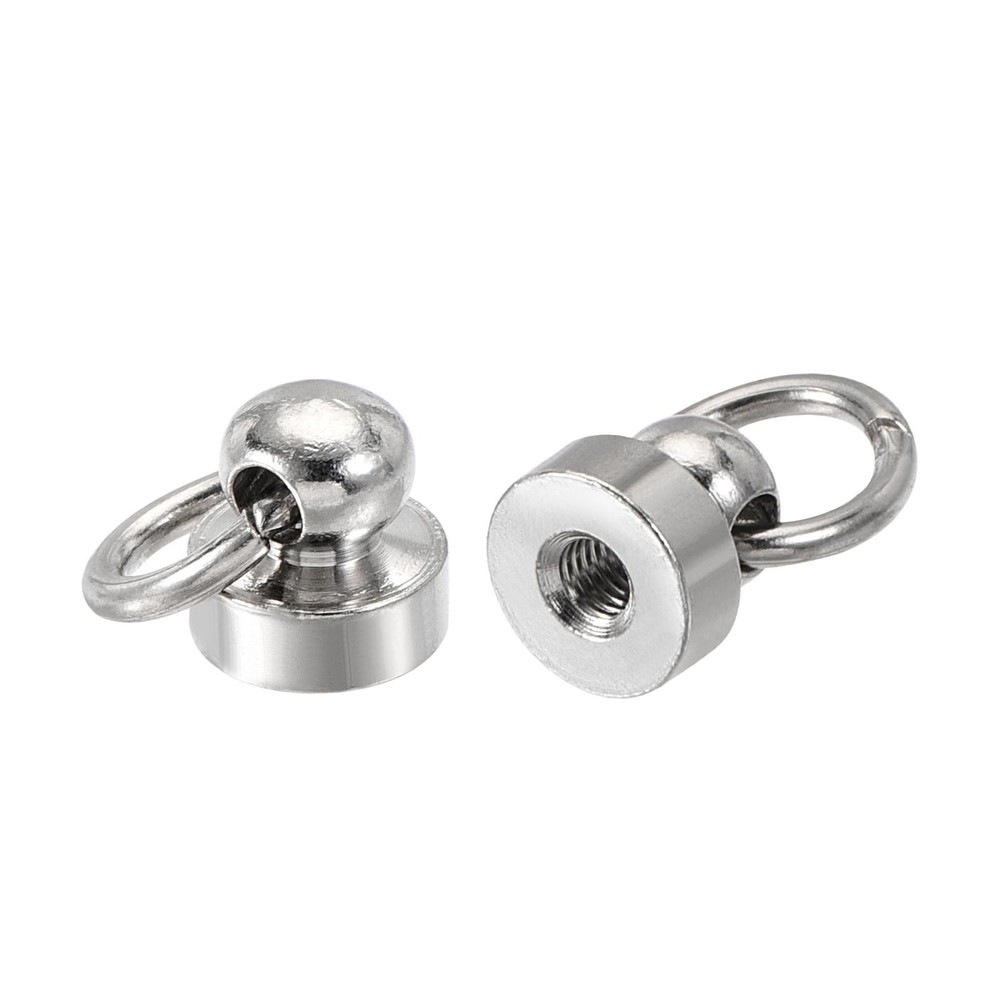 8x8mm Tear Ring Rivets Round Studs Brass Silver Head 10pcs