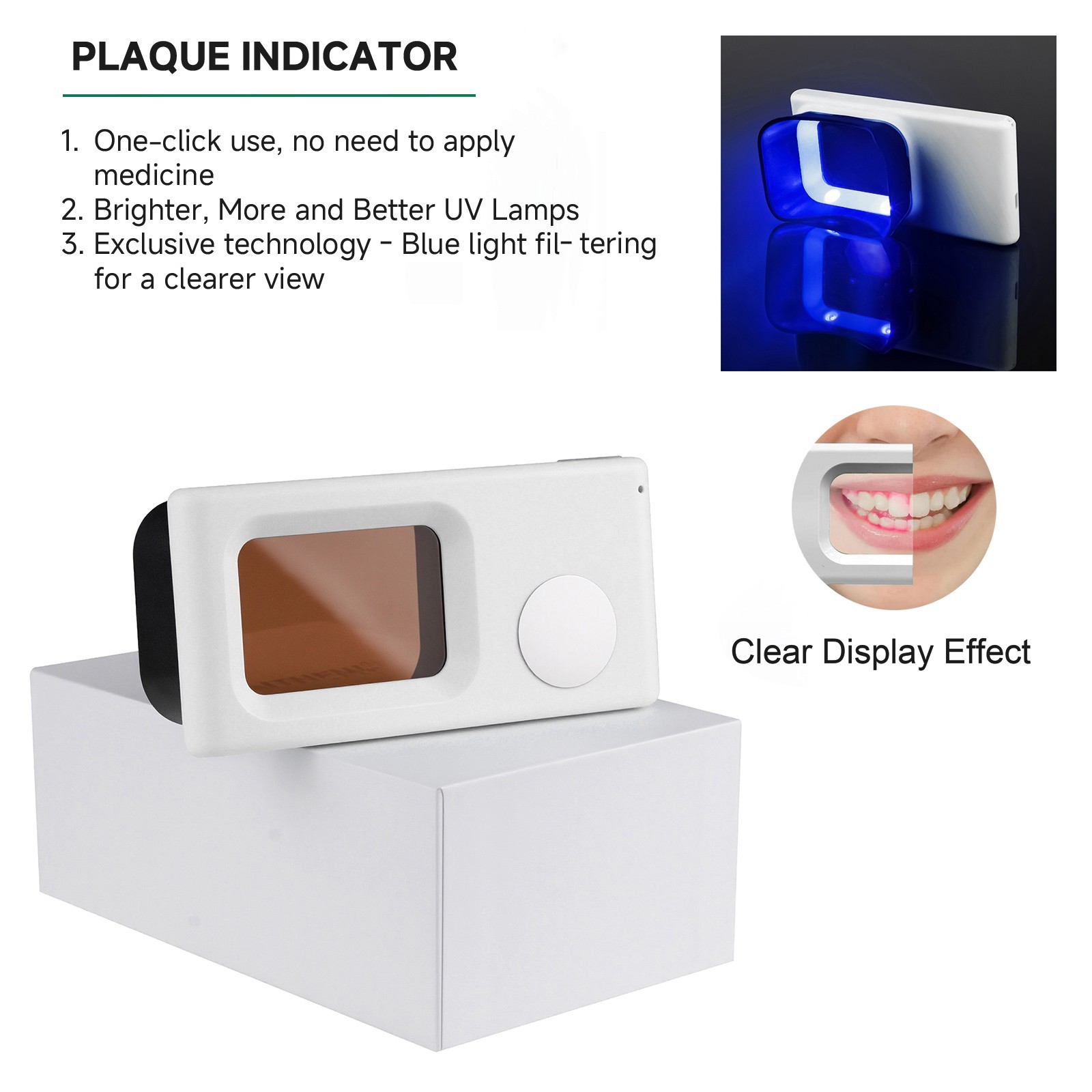 Electric Dental Plaque Indicator Detector Display Device Oral Hygiene Care White