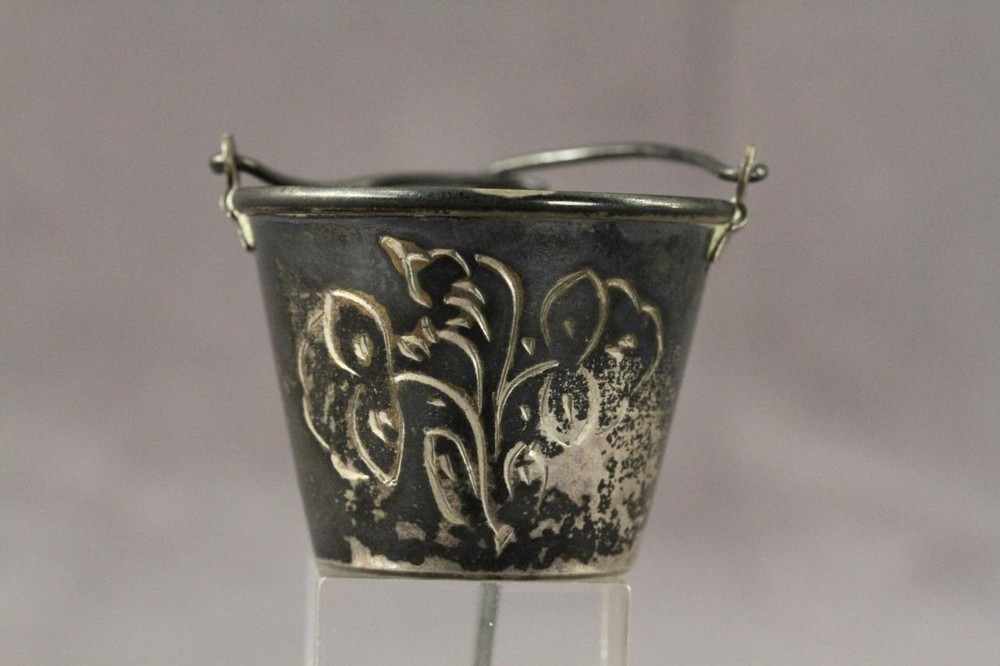 Antique Silver Plate Metal Gothic Aesthetic Floral Engraved Tea Strainer