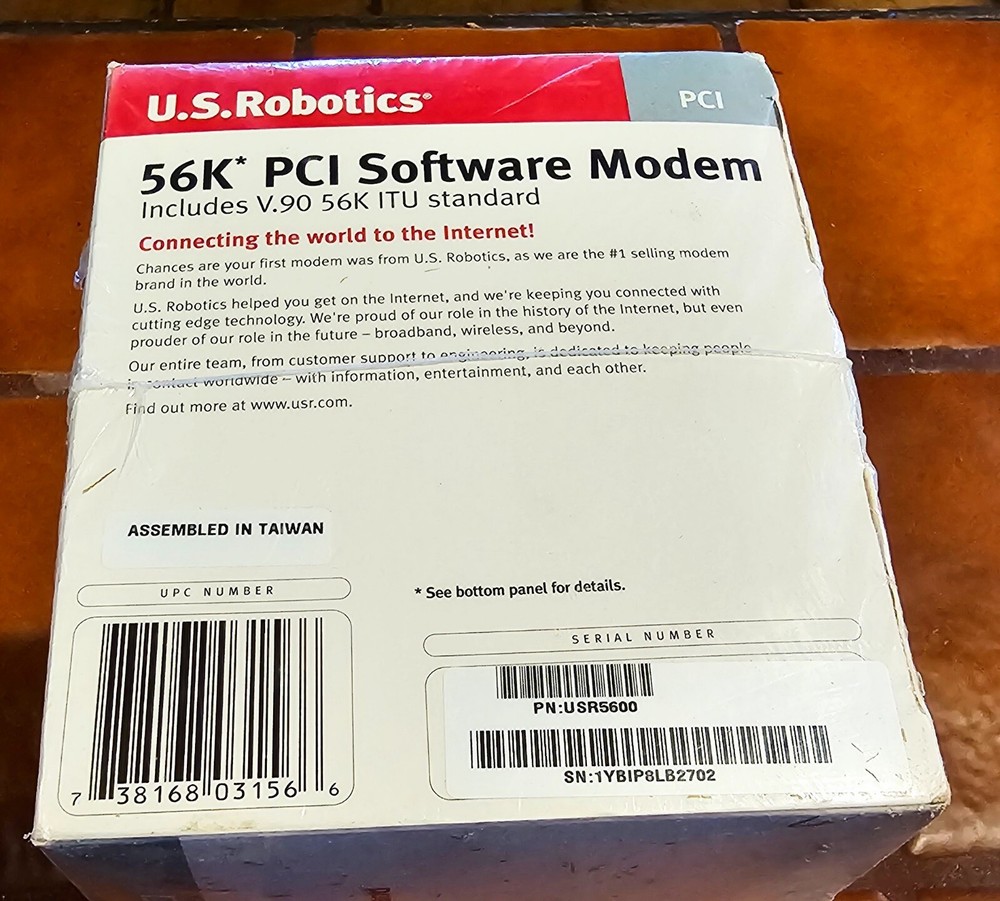 U.S. Robotics 56k PCI Software Modem New Sealed