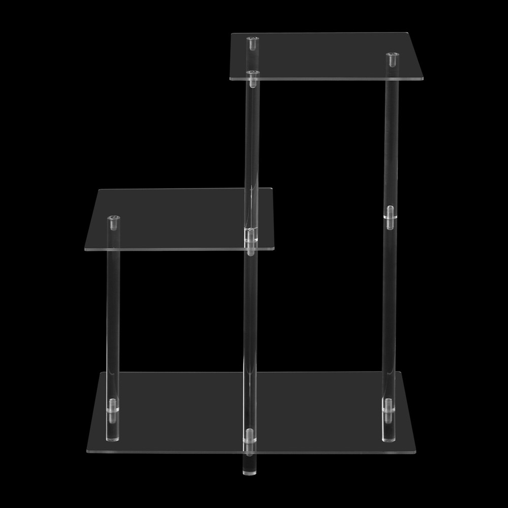 3-Tier Side Table Bedside Table with Open Storage Shelf Clear Side Square Table