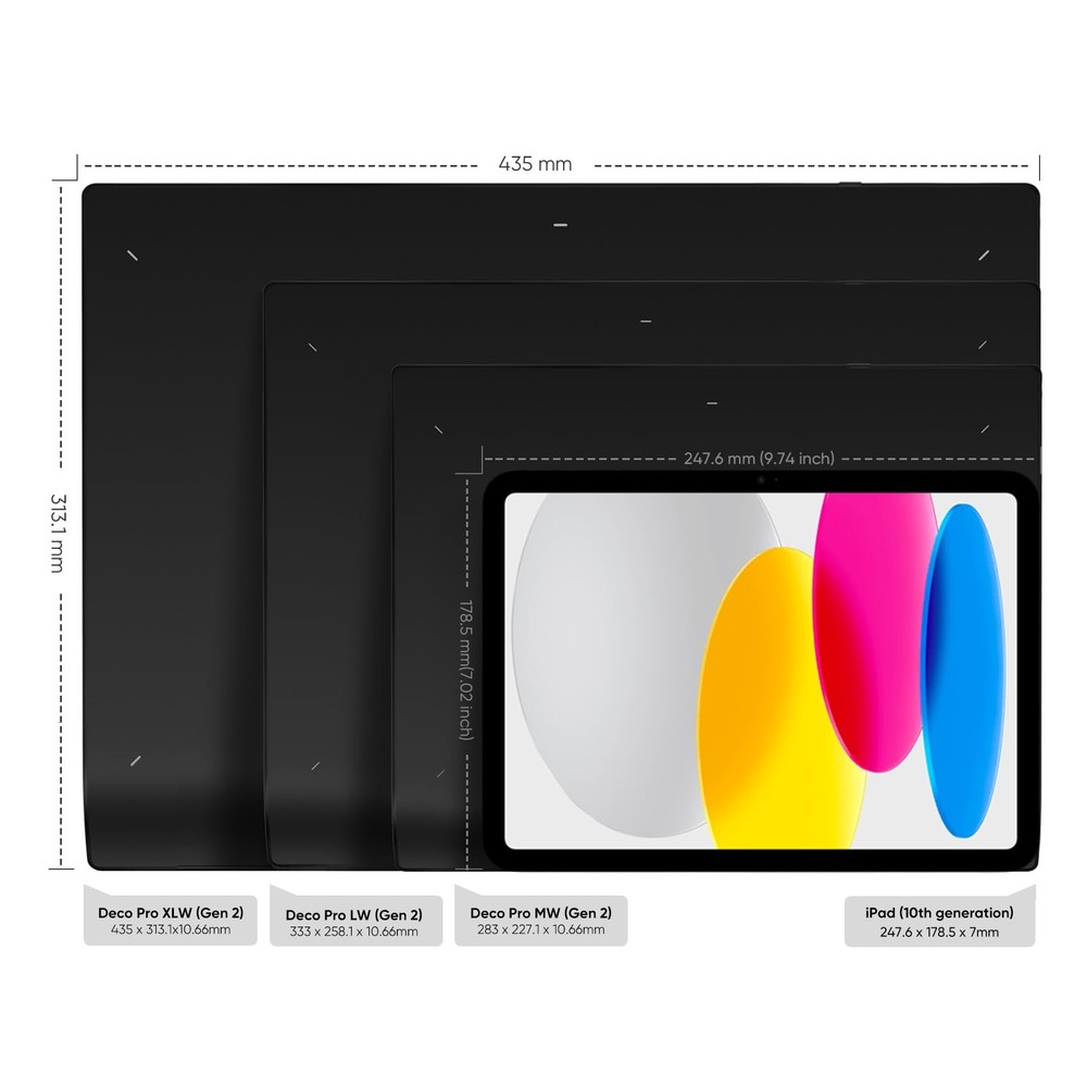 Wireless Drawing Tablet Deco Pro LW 2nd, 11 Inch Bluetooth Computer Graphics ...