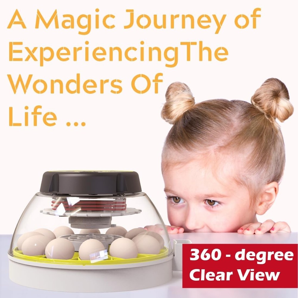 12 Egg Incubator with Humidity Display Automatic Turn and Egg Candler