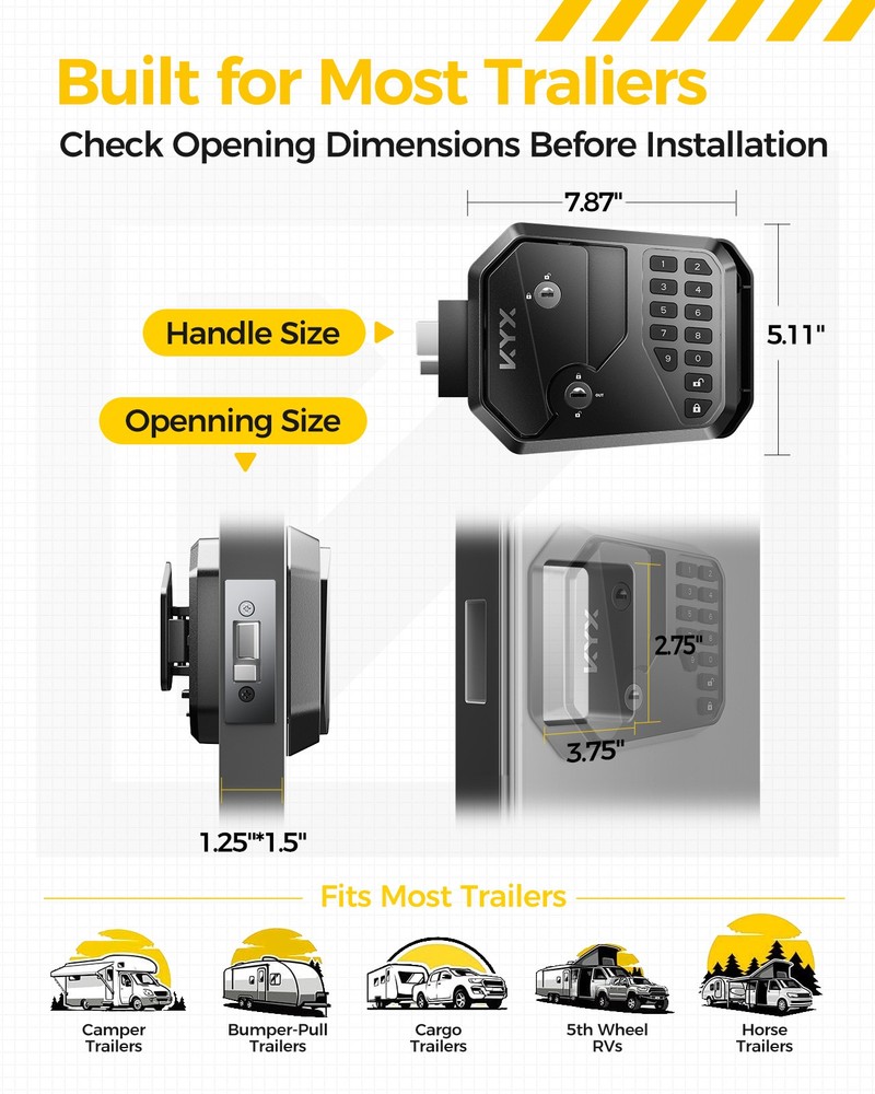 KYX RV Door Lock Keyless Entry with Remote & Password