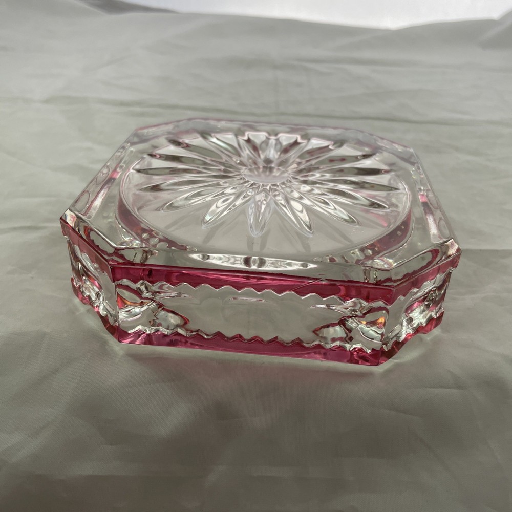 Tiffin Glass Kings Crown Ruby Flashed Glass Ashtray