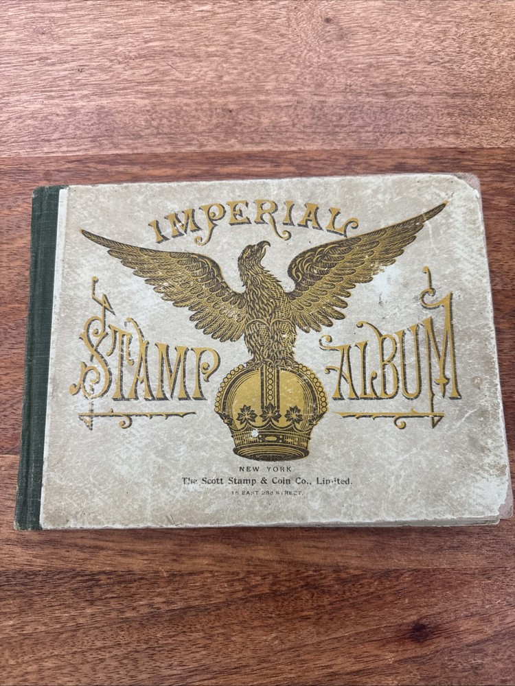 Vintage 1900 Scott Imperial Stamp Album 4th Edition With One Stamp