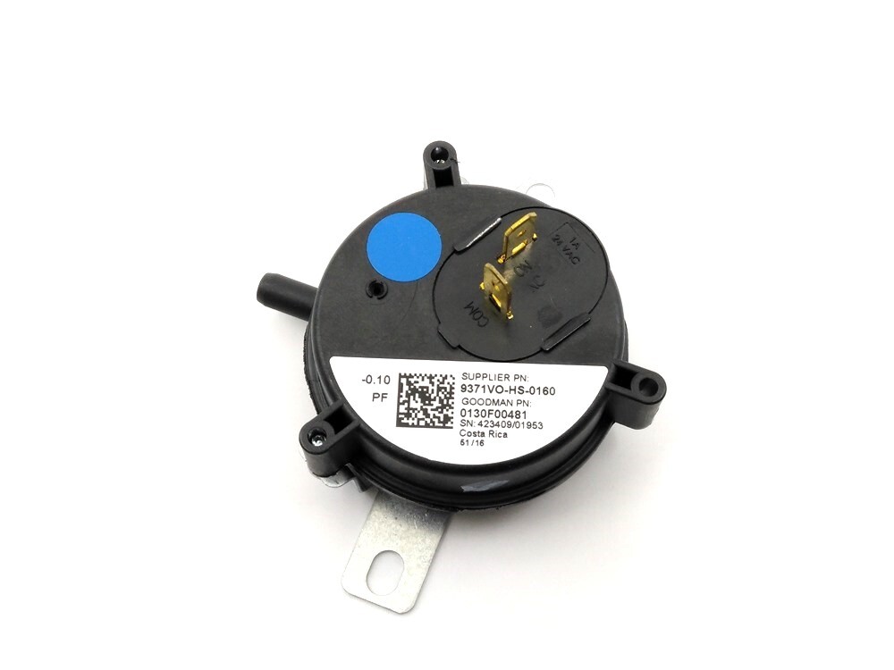 9371VO-HS-0160 MPL Goodman 0130F00481 Furnace Air Pressure Switch -0.10 PF