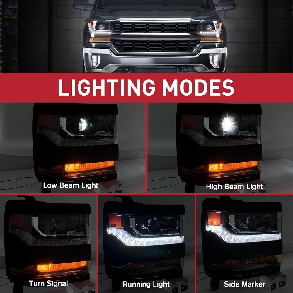 LED Projector Headlight Right for Chevy Silverado 2016