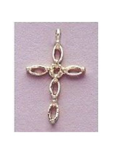 Marquise & Round Cross Solid Sterling Silver Pre-Notched Pendant Setting