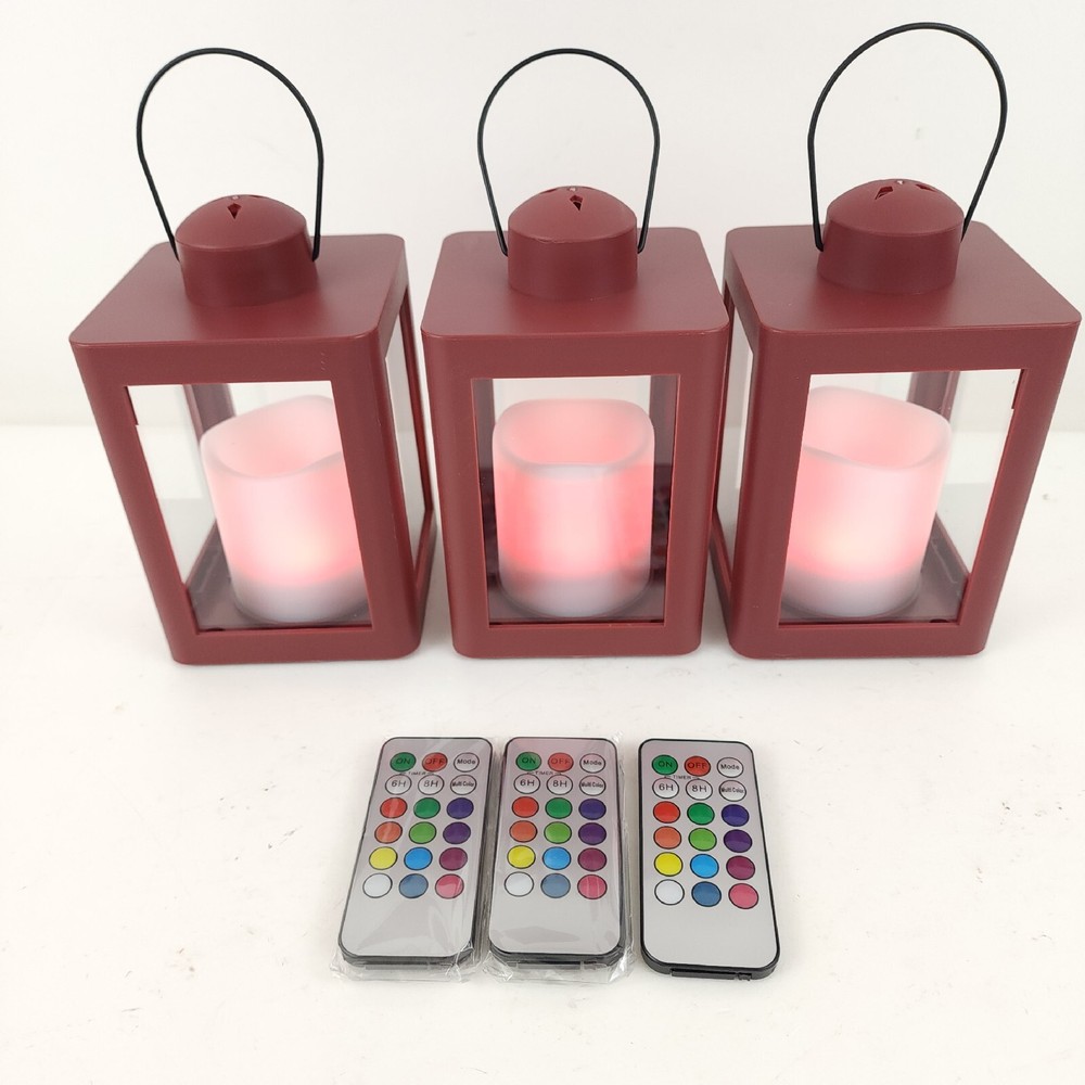 Home Reflections S/3 Mini Lanterns with Remote & Gift Boxes Red