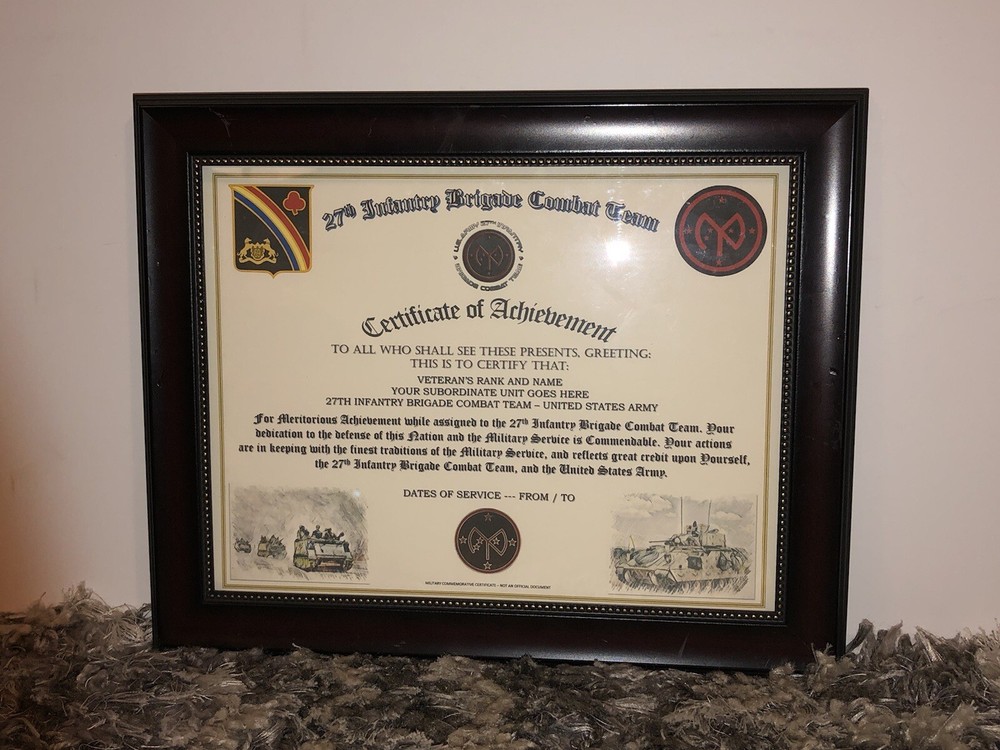 27TH INFANTRY BRIGADE COMBAT TEAM - COA / (COMMEMORATIVE CERTIFICATE)