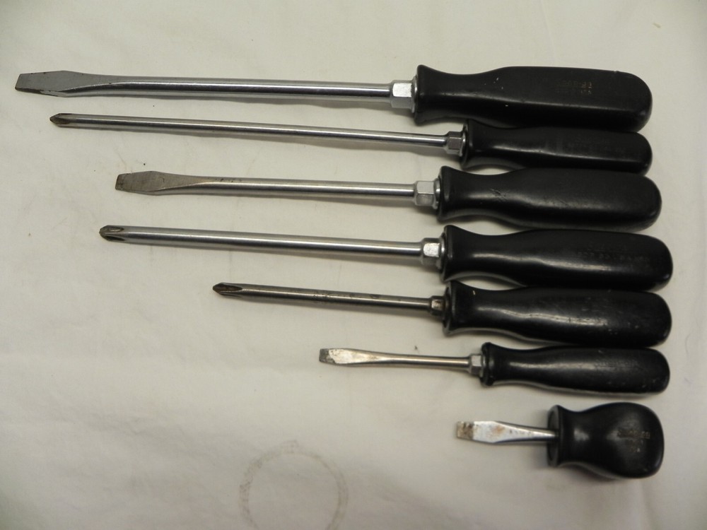 Snap-On 7 Piece Combination Black Hard Handle Screwdriver Set