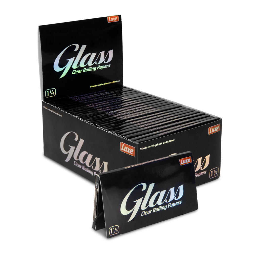 Glass 1 1/4 Clear Rolling Papers Cellulose - 24 Pack