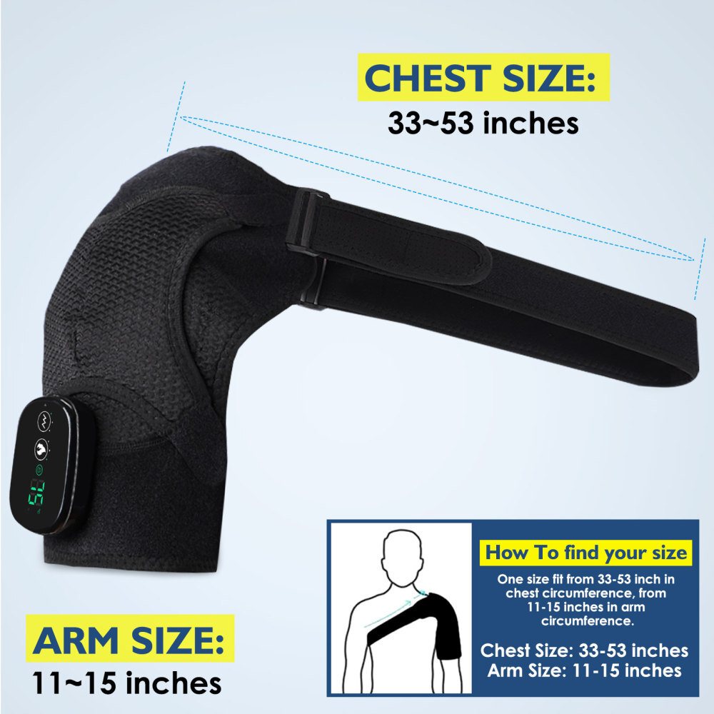 Heated Shoulder Brace Massage Rotator Cuff Support Compression Wrap Rechargeable