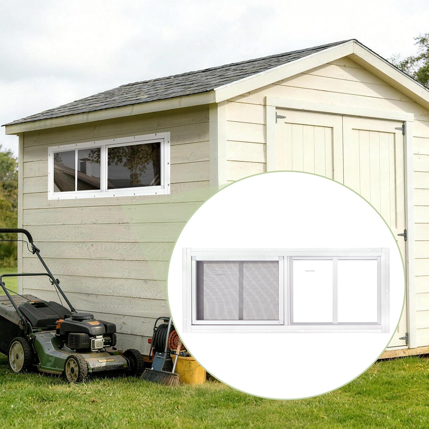 2 Pack Shed Windows, 10"X 18" White Sliding Window Suitable for Chicken Coop, Sh