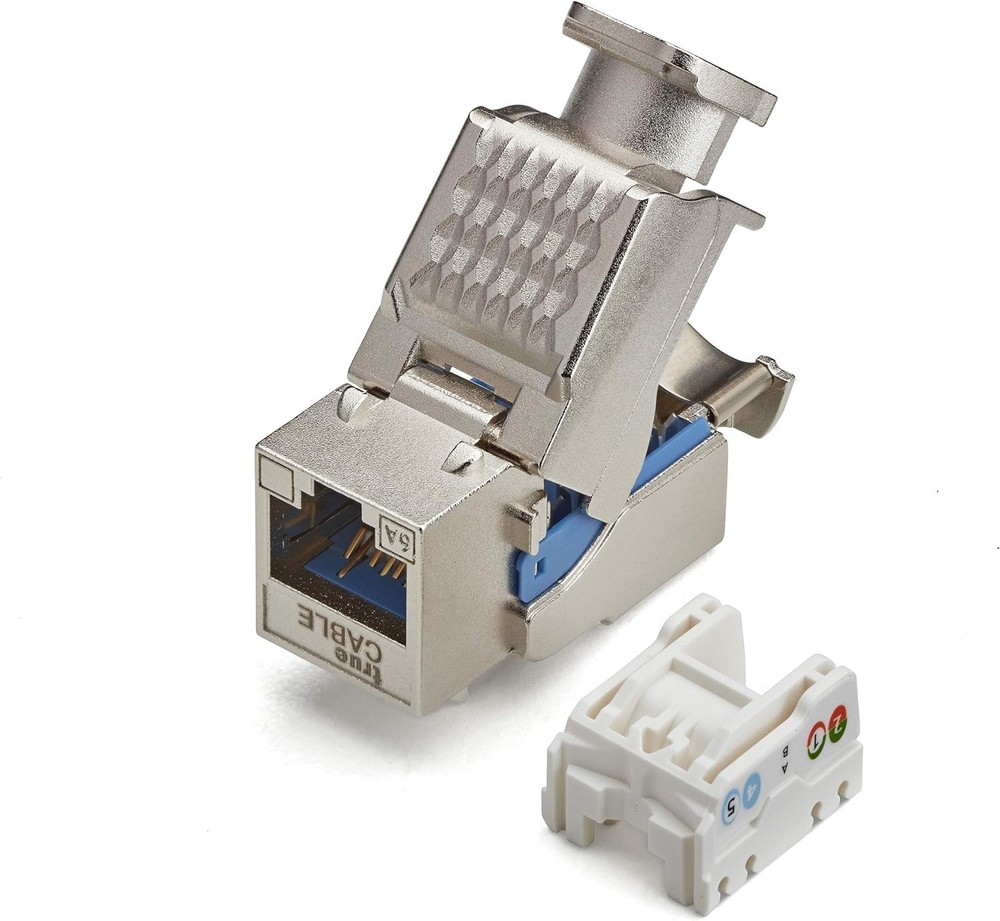 trueCABLE Shielded Cat6A Keystone Jack, Toolless, PoE++ (4PPoE) 2pc,