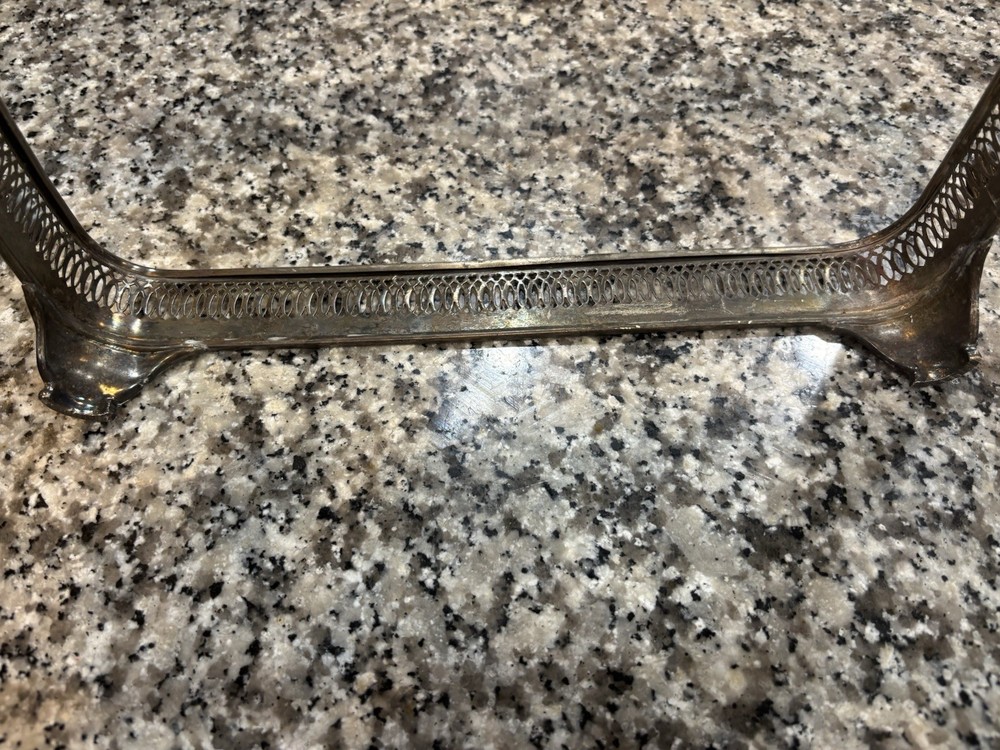 Vintage Silver Plated Footed Casserole Dish Holder 13x8.5 Inches With Handles