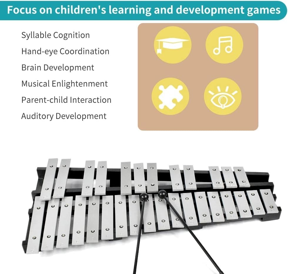 30-Note Foldable Glockenspiel Xylophone Percussion Set