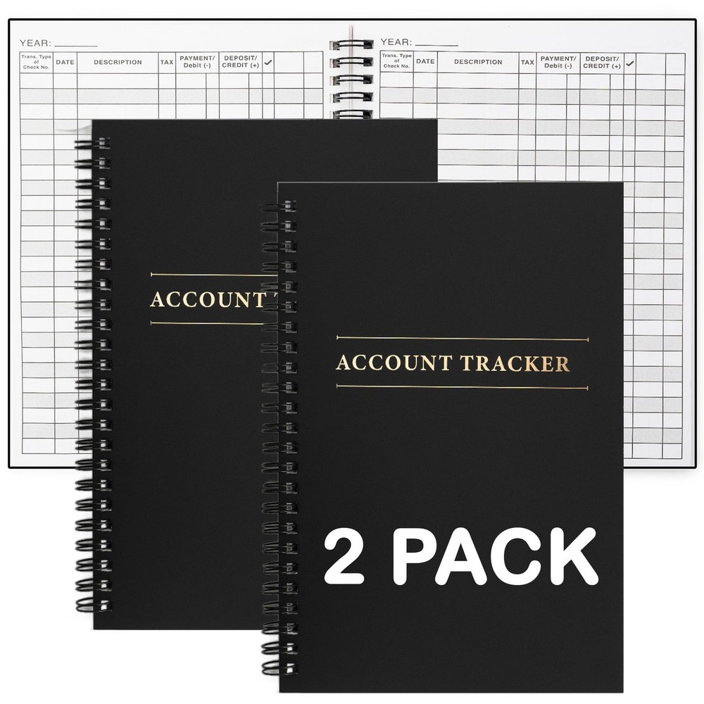 2 Pack Expense Tracker Ledger Book- Finance Black - 2 Pack, - 2