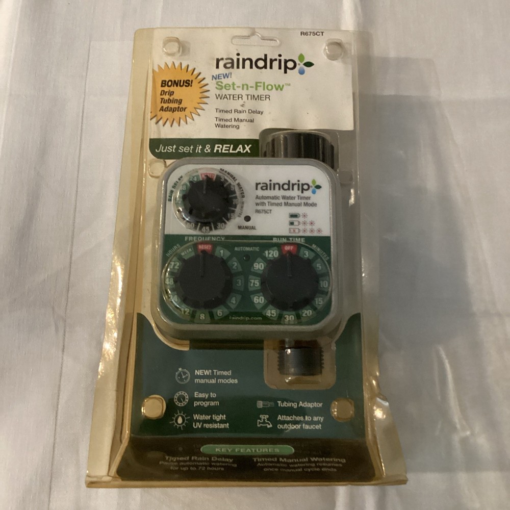 Raindrip Set-n-Flow Automatic Water Timer R675CT Analog Hose or Drip Timer New