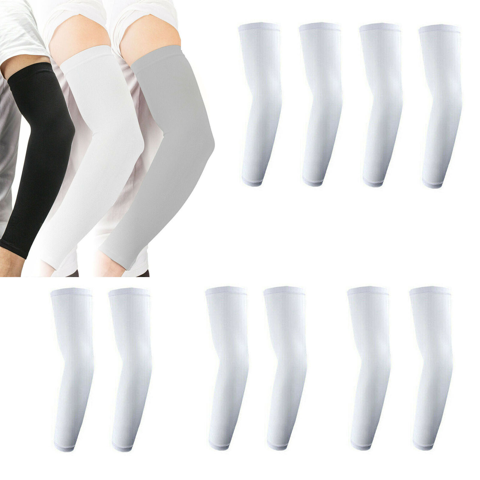 5 Pairs Cooling Arm Sleeves Cover UV Sun Protection Outdoor Sports Basketball