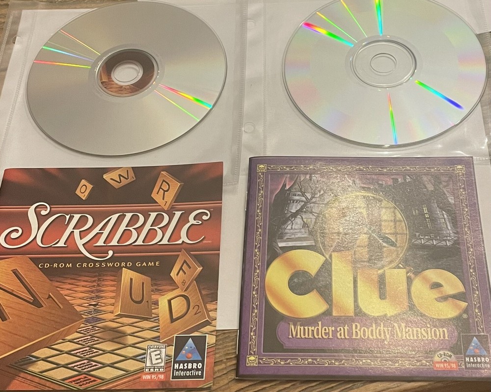 Vintage 90s Hasbro Software Clue Scrabble CD Rom Windows Interactive
