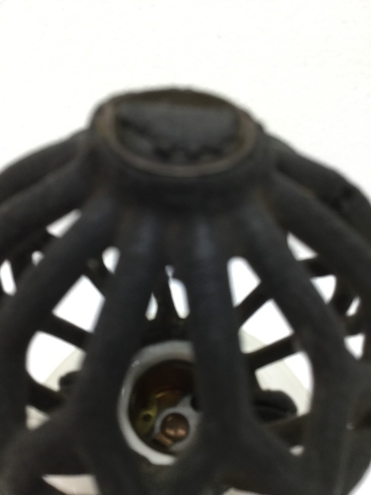 Antique Porcelain Flush Mount Pull Chain Fixture Rubberized Bulb Cage Guard