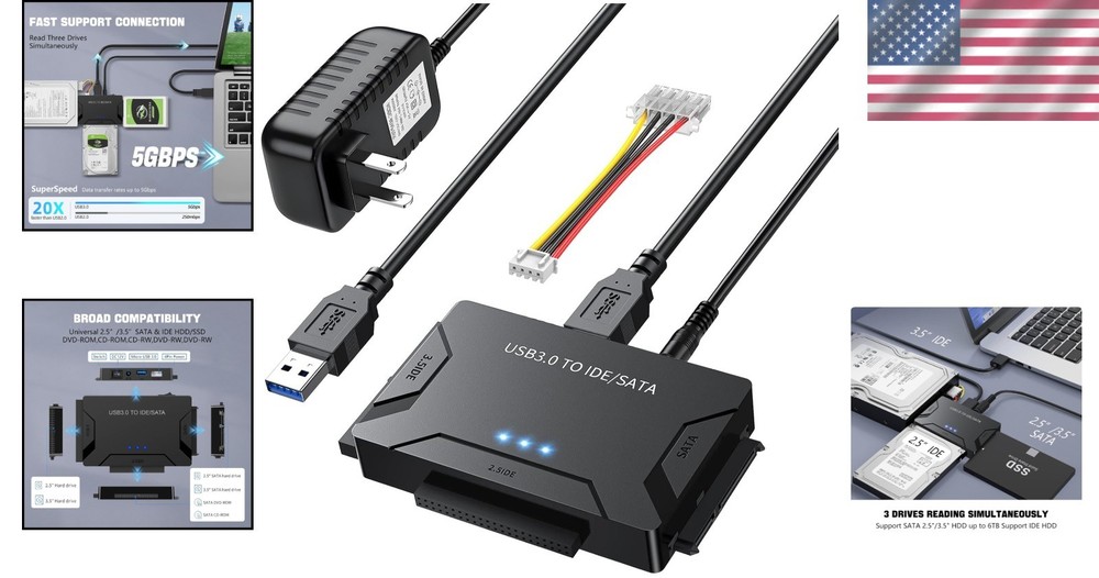 Hard Drive Reader USB 3.0 SATA IDE Adapter Multi-Device Data Recovery Kit