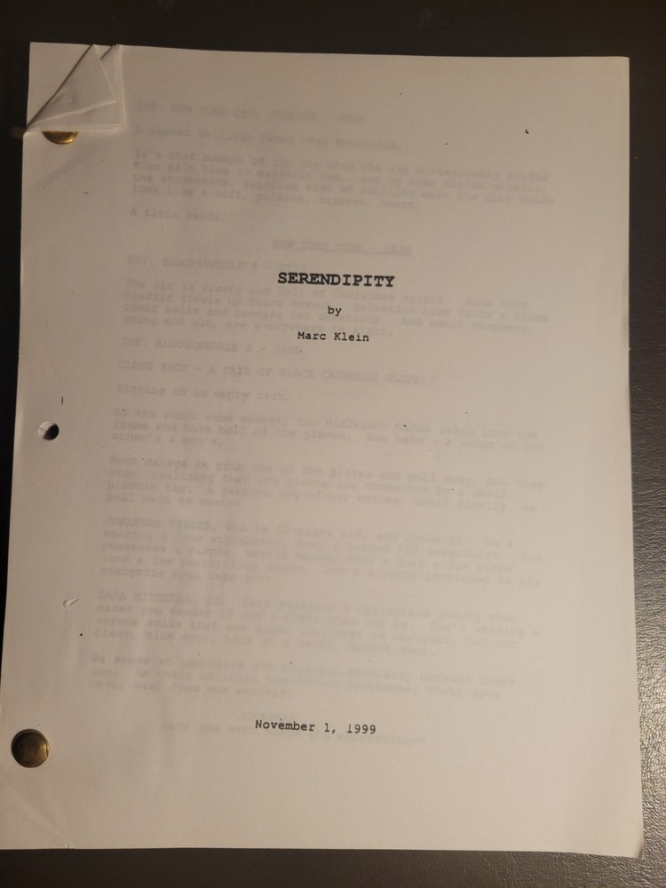 1999 SERENDIPITY Script - Marc Klein Early Draft