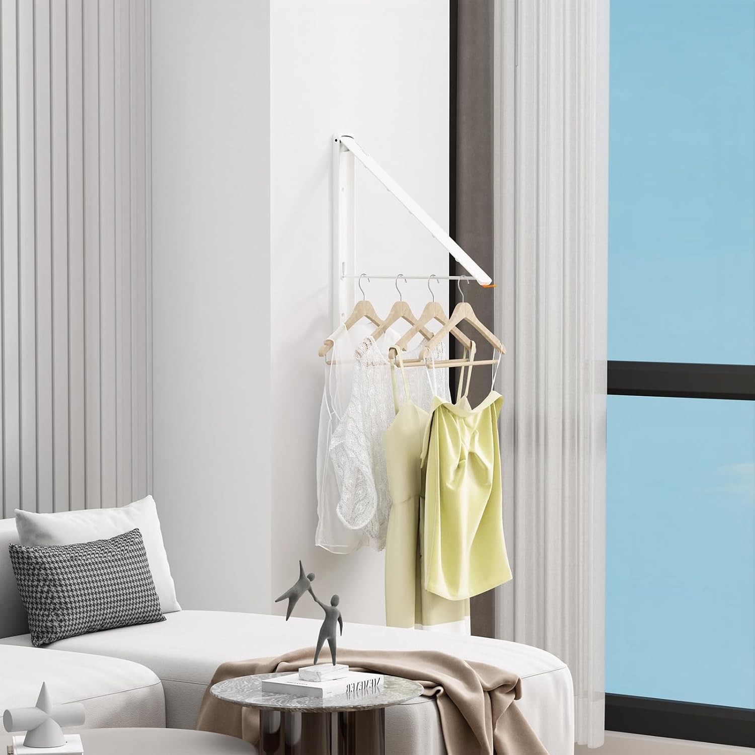 Clothes Drying Rack for Laundry Drying Rack Wall Mounted Clothes Hanger Rack Ret