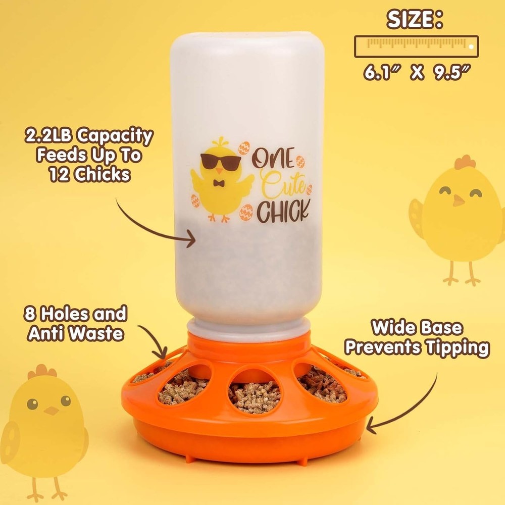 Chicken Feeder Waterer Set 1L Automatic Brooder Kit Duck Quail Coop Tool