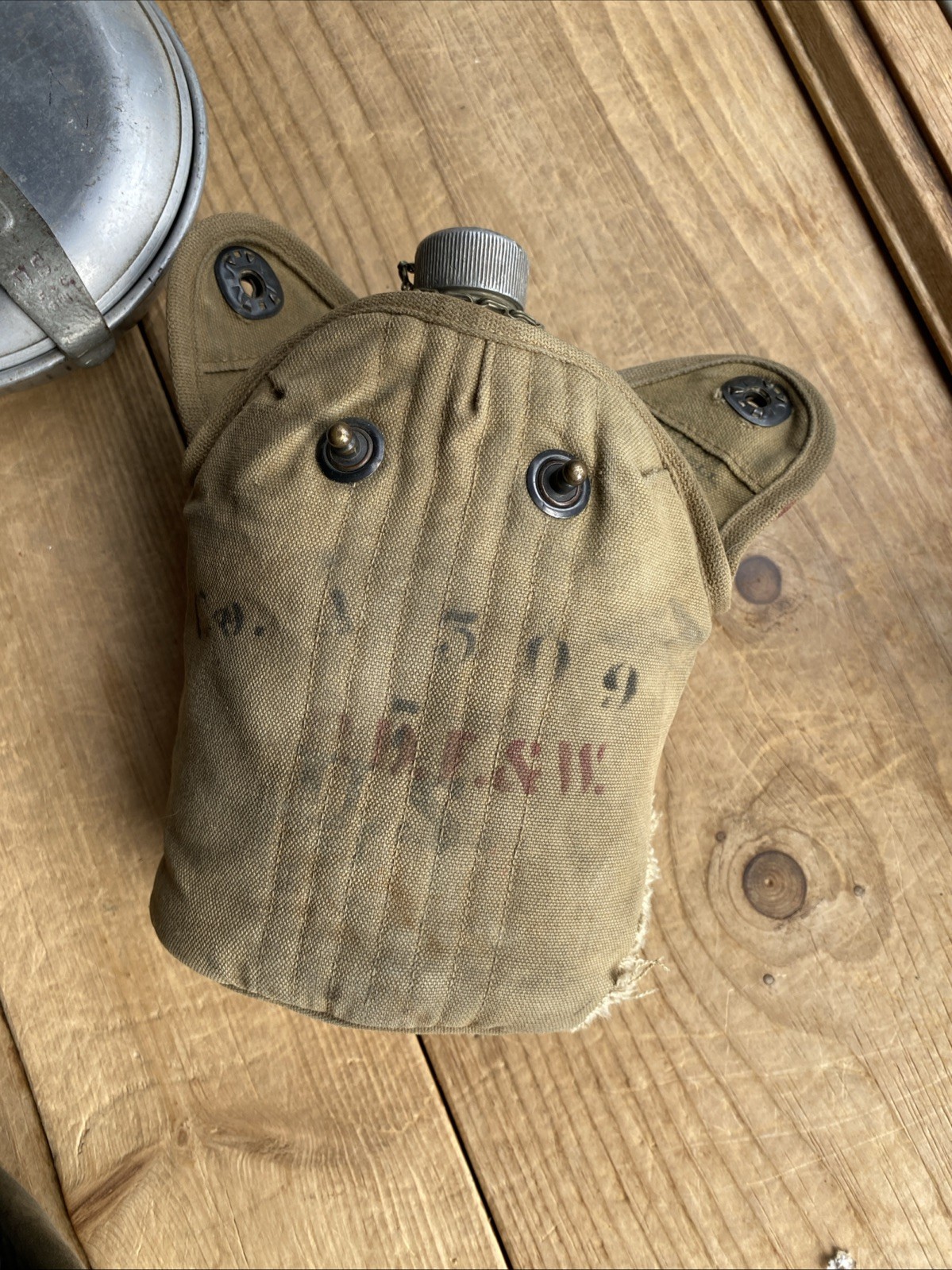 WW 1 Lot 1918 WWI- 11 POCKET GRENADE VEST W/1918 Mess Kit & Knife/Canteen & Cup