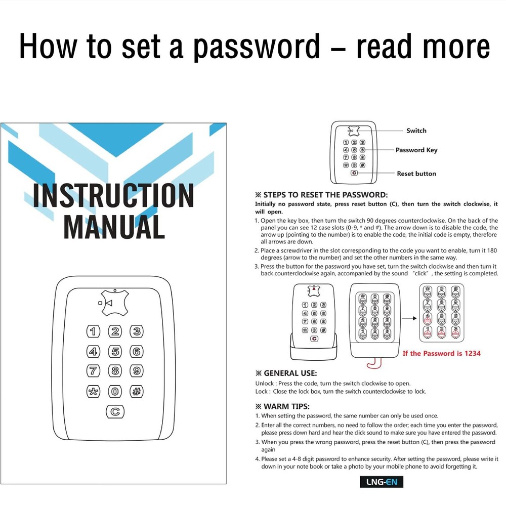 Key Lock Box With Code, Large Capacity 9 Digit Combination Lock Box Wall Moun...