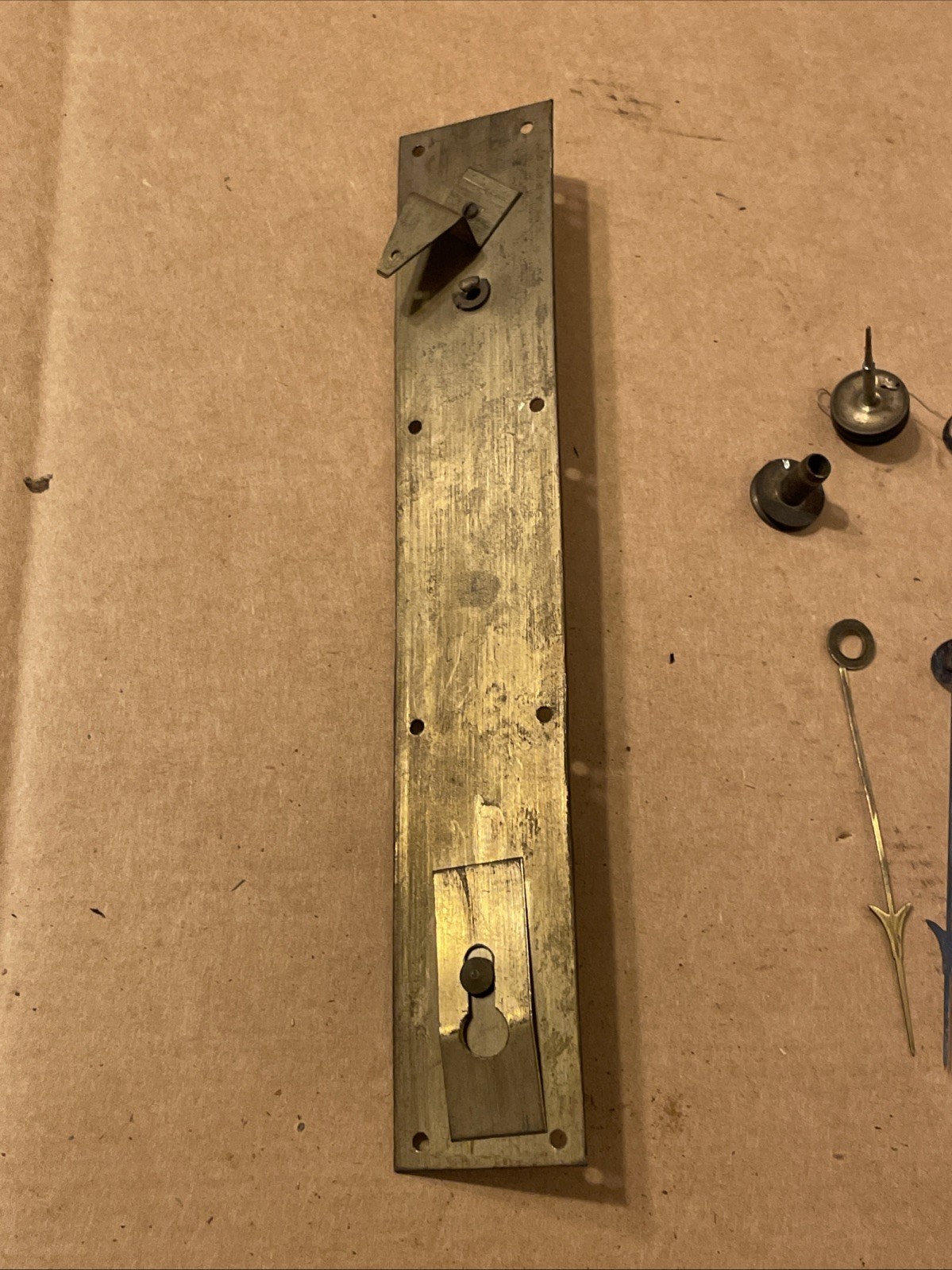 Antique English Barometer Brass Back Plate & Pulley Parts