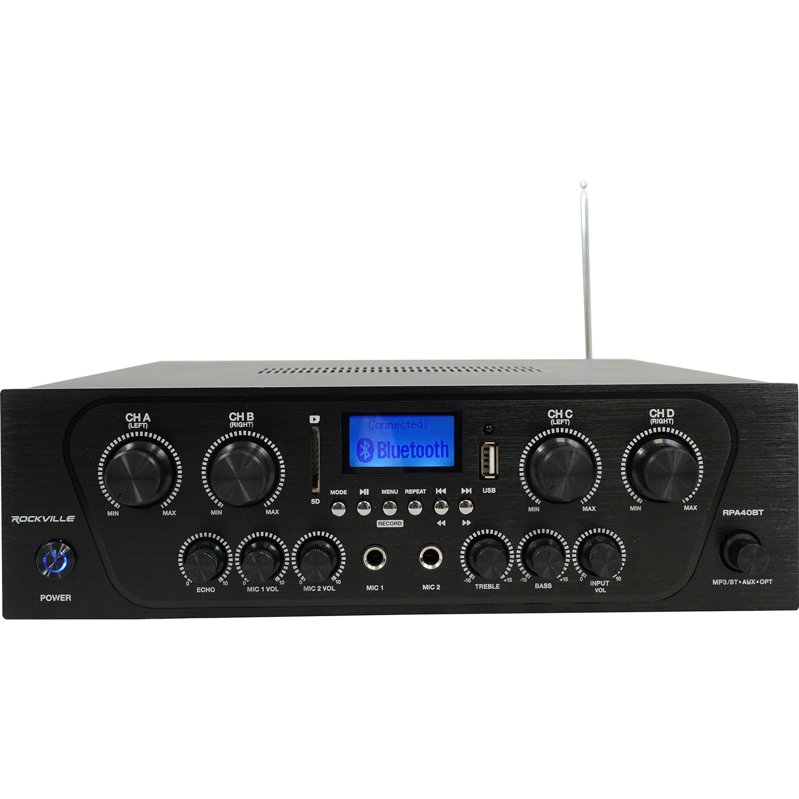 Rockville RPA40BT 1000w 4 Zone/Channel Home Stereo Bluetooth Amplifier Receiver