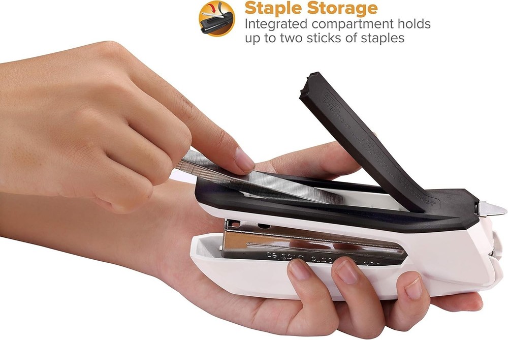 Lightweight Elegant Office Stapler with Visual Alert & Staple Storage, 20 Sheets