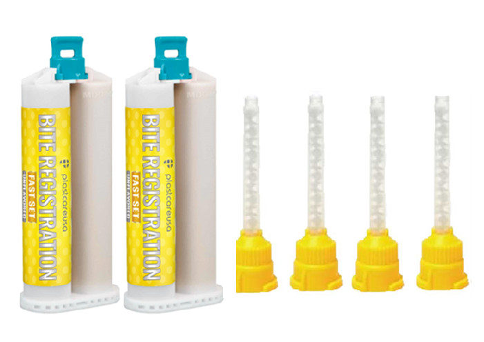 VPS Unflavored Bite Material – Fast Set, 2 x 50ml + 4 Mixing Tips