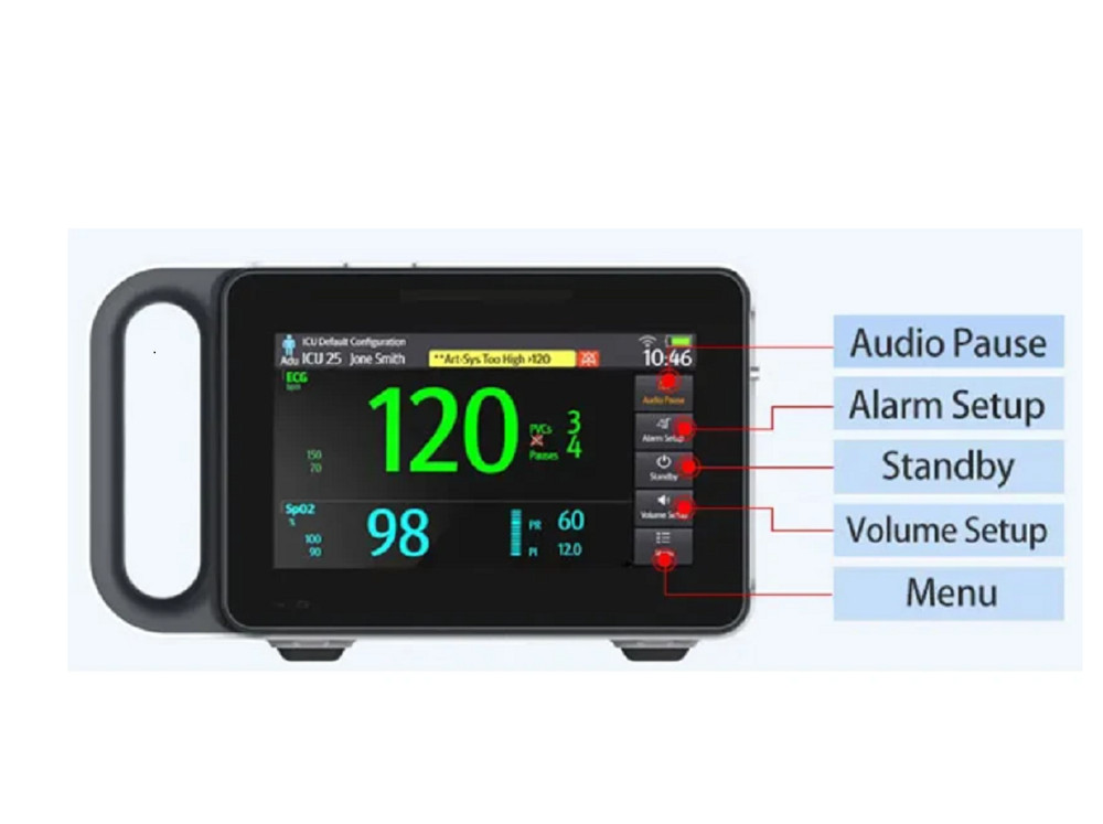 7" Portable Multi-Parameter Patient Monitor, Touch Screen