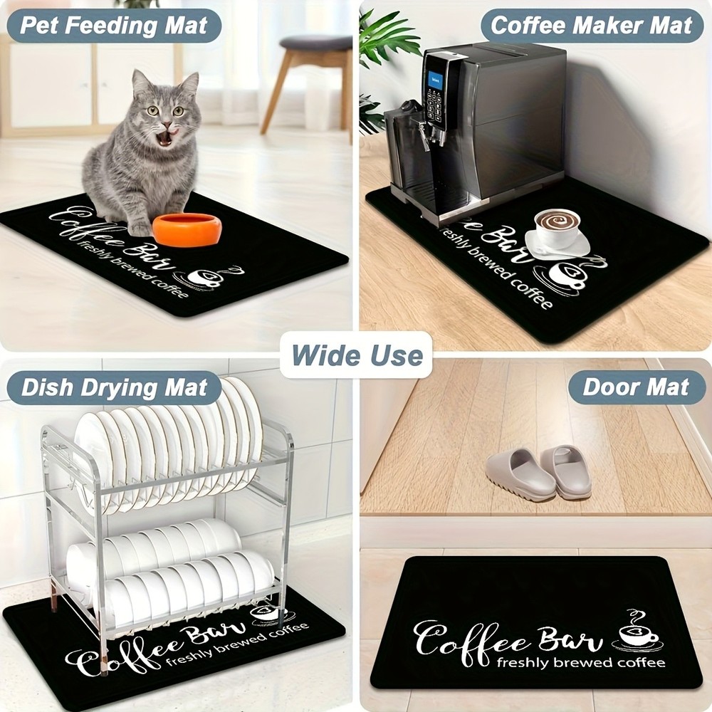 2D Coffee Machine Absorbent Mat Dish Drying Pad Kitchen Countertops Drying Mat