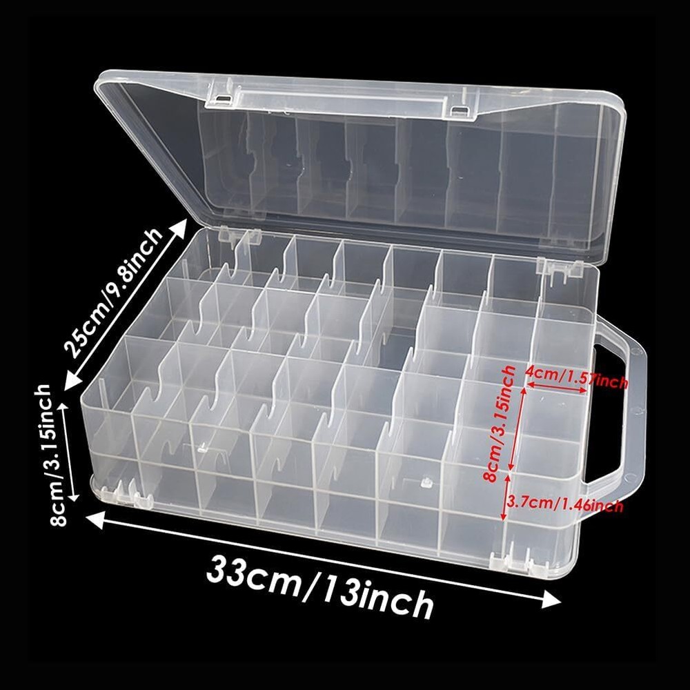 46 Grids Sewing Organizer, Double Sided Thread Box Storage, Portable Clear