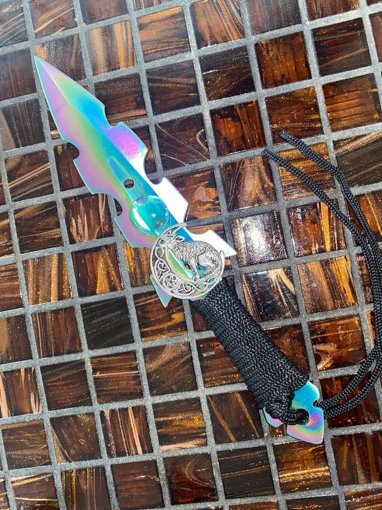 " Athame / Dagger - Small - Aurora Borealis Celtic Wolf Moon"