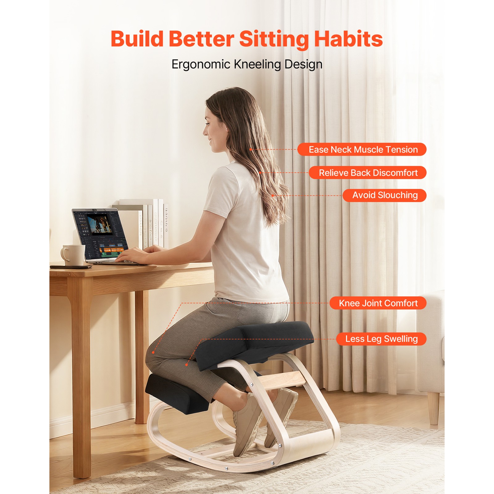 Uimoso Ergonomic Kneeling Chair with Adjustable Height and Comfortable Cushion