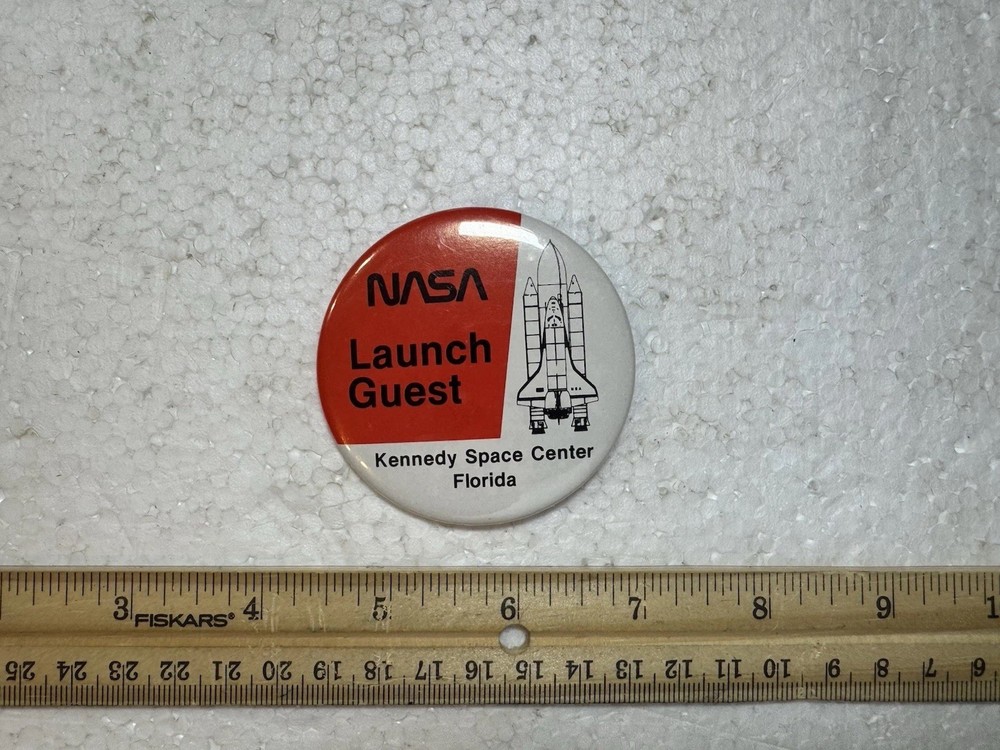 NASA Space shuttle LAUNCH GUEST BUTTON -  Red