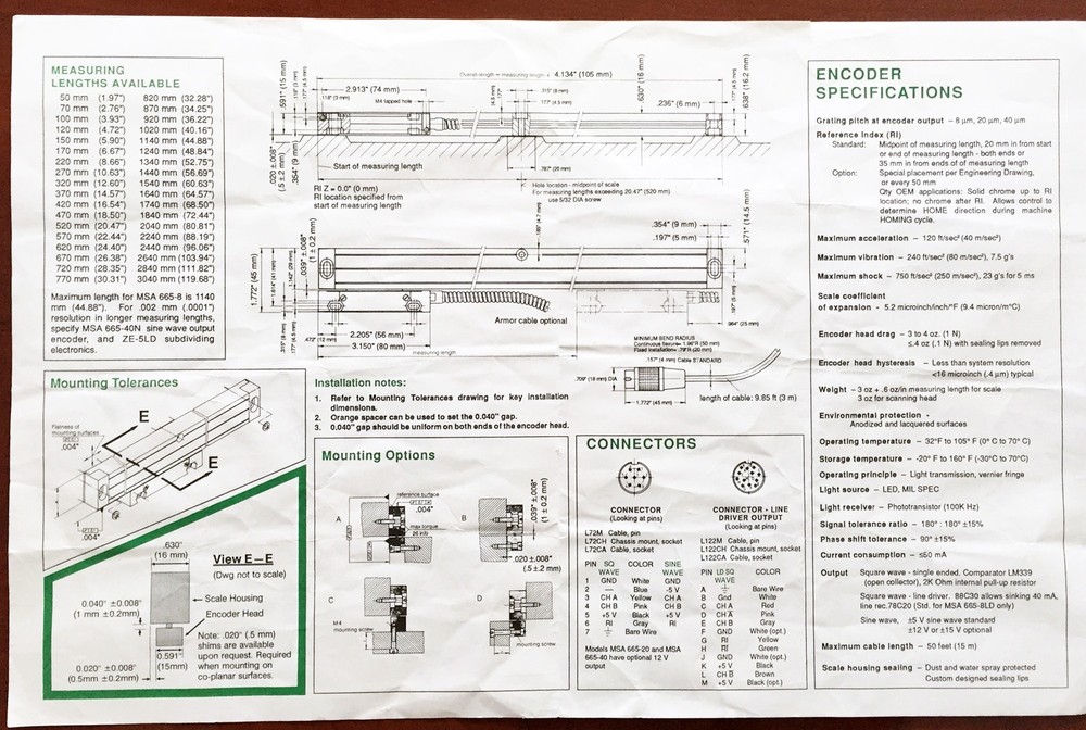 NEW * RSF Elektronik MSA665 ML 320mm Intervall 0.04um LINEAR Scale ENCODER