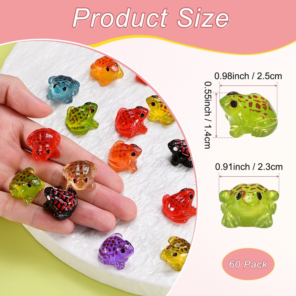 60-Pack Luminous Mini Resin Frogs, Tiny Frog Figurines [Green]