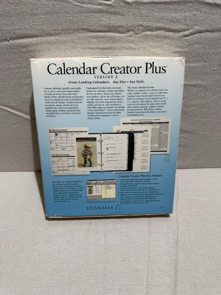 Calendar Creator Plus V2 Windows Vintage Software 3.5 Floppy Complete