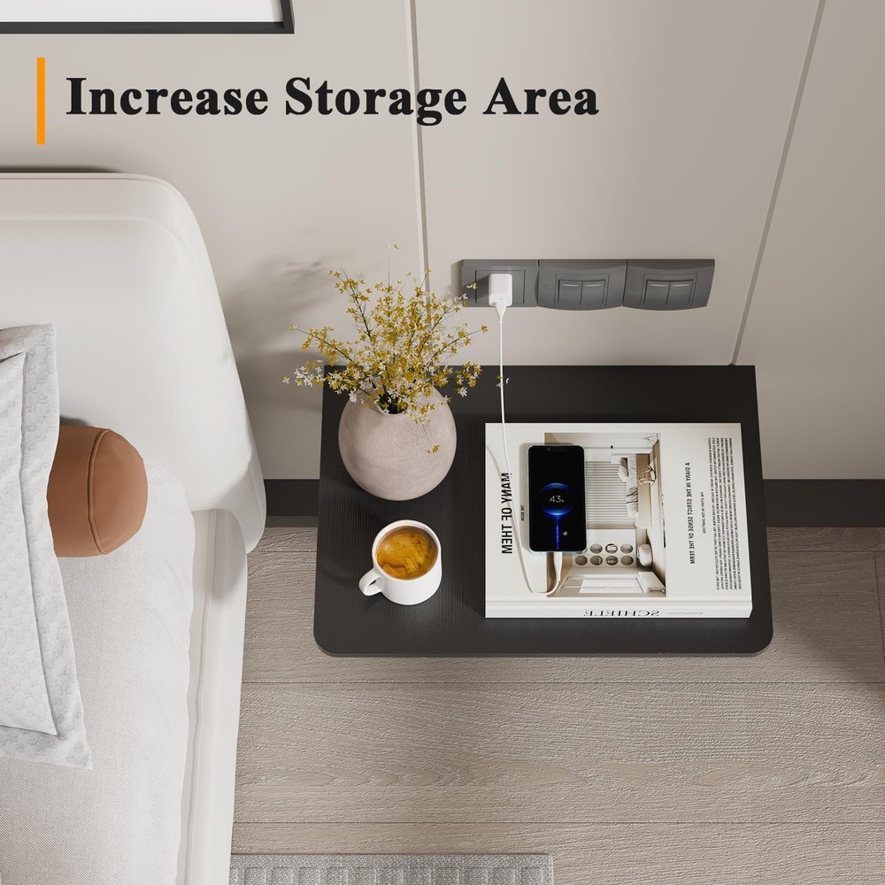 Floating Nightstand Shelf, Wall Folding Table Bedside Shelf for Small Space B...