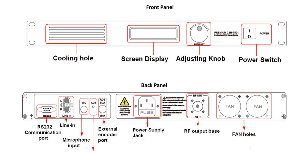 CZE-T501 FM transmitter stereo Professional broadcast 50W