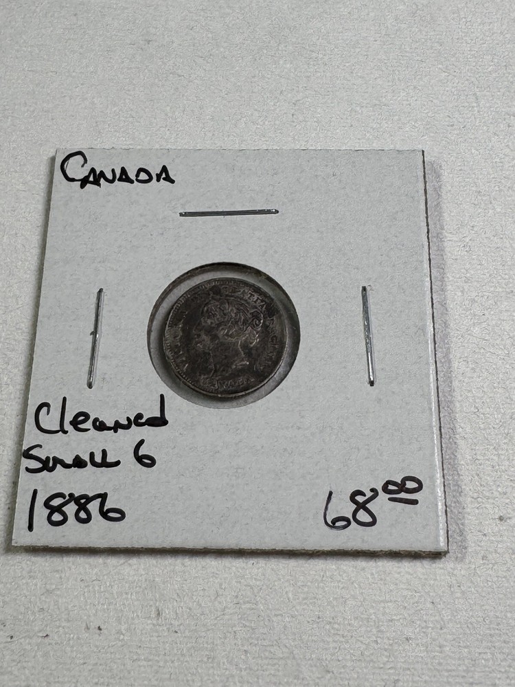1886 Canada 5 Cents Small Silver Coin Small 6 Cleaned