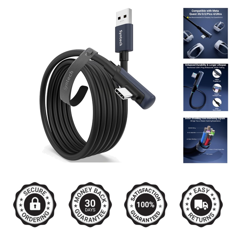 High-Speed 10FT Link Cable for Oculus/Meta Headsets - Durable & Reliable Design